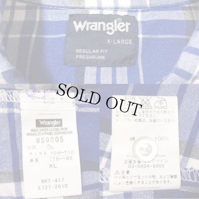 画像3: ラングラー Wrangler ウエスタンチェックシャツ 　青 XLサイズ