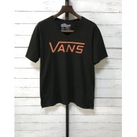 ”希少”　VANS VネックロゴTシャツ　ブラック/オレンジ　M