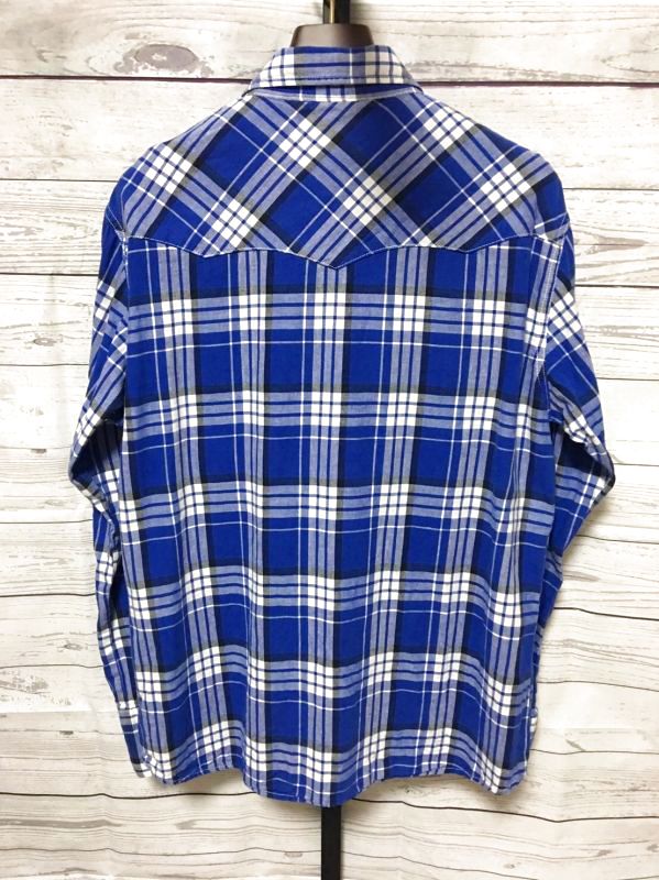ラングラー Wrangler ウエスタンチェックシャツ 青 XLサイズ - コレBOX