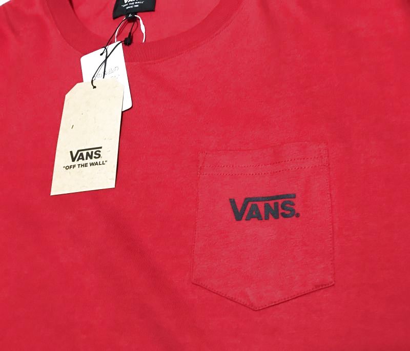 Vans Logo Tee バンズ 袖プリントロゴ ロンt 別注tシャツ 赤 L コレbox